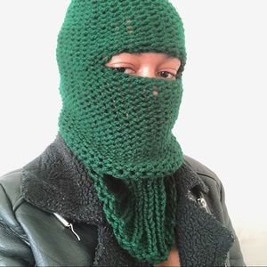 Hunter green handmade crochet ski mask